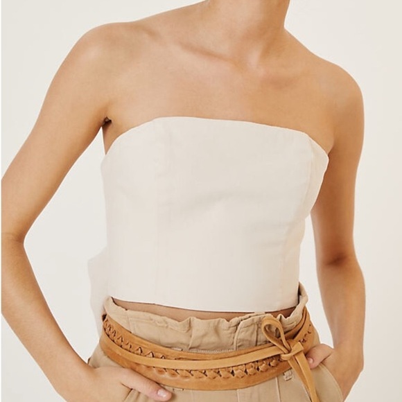 Hutch for Anthropologie strapless top Big Bow in back Womens size 12 Linen blend - Picture 2 of 9